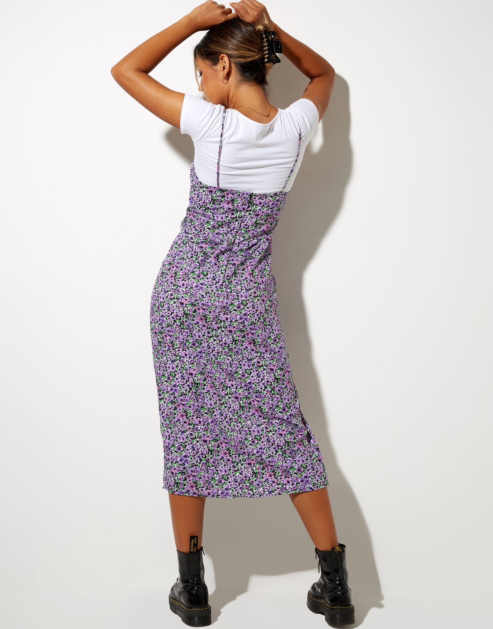 Strappy Purple and White floral Midi ...